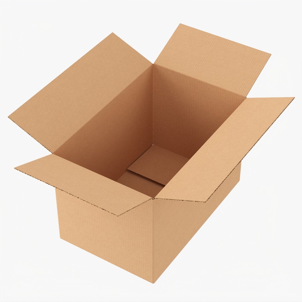 Open Cardboard Box Mockup 04 Modello 3D