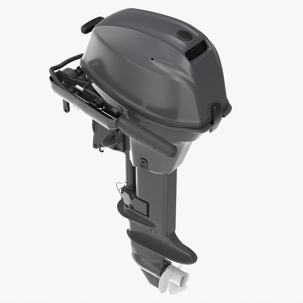 Portable Outboard Boat Motor With Folded Tiller 3Dモデル