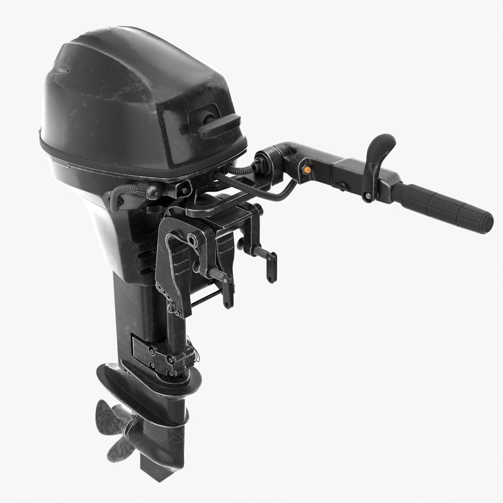 Portable Outboard Boat Motor With Tiller Used 3D model