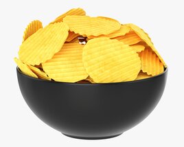 Potato Chips In Bowl 01 3D-Modell