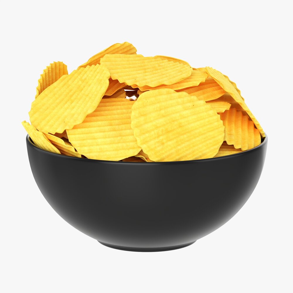 Potato Chips In Bowl 01 Modèle 3D