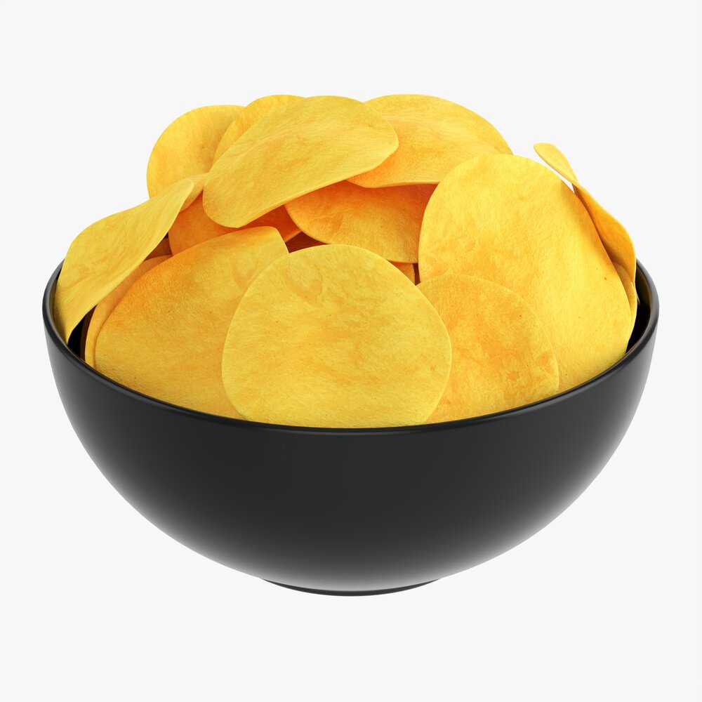 Potato Chips In Bowl 02 3D 모델 
