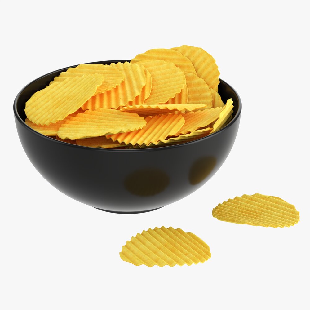 Potato Chips In Bowl 03 3D 모델 