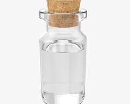 Small Glass Bottle With Cork 3Dモデル