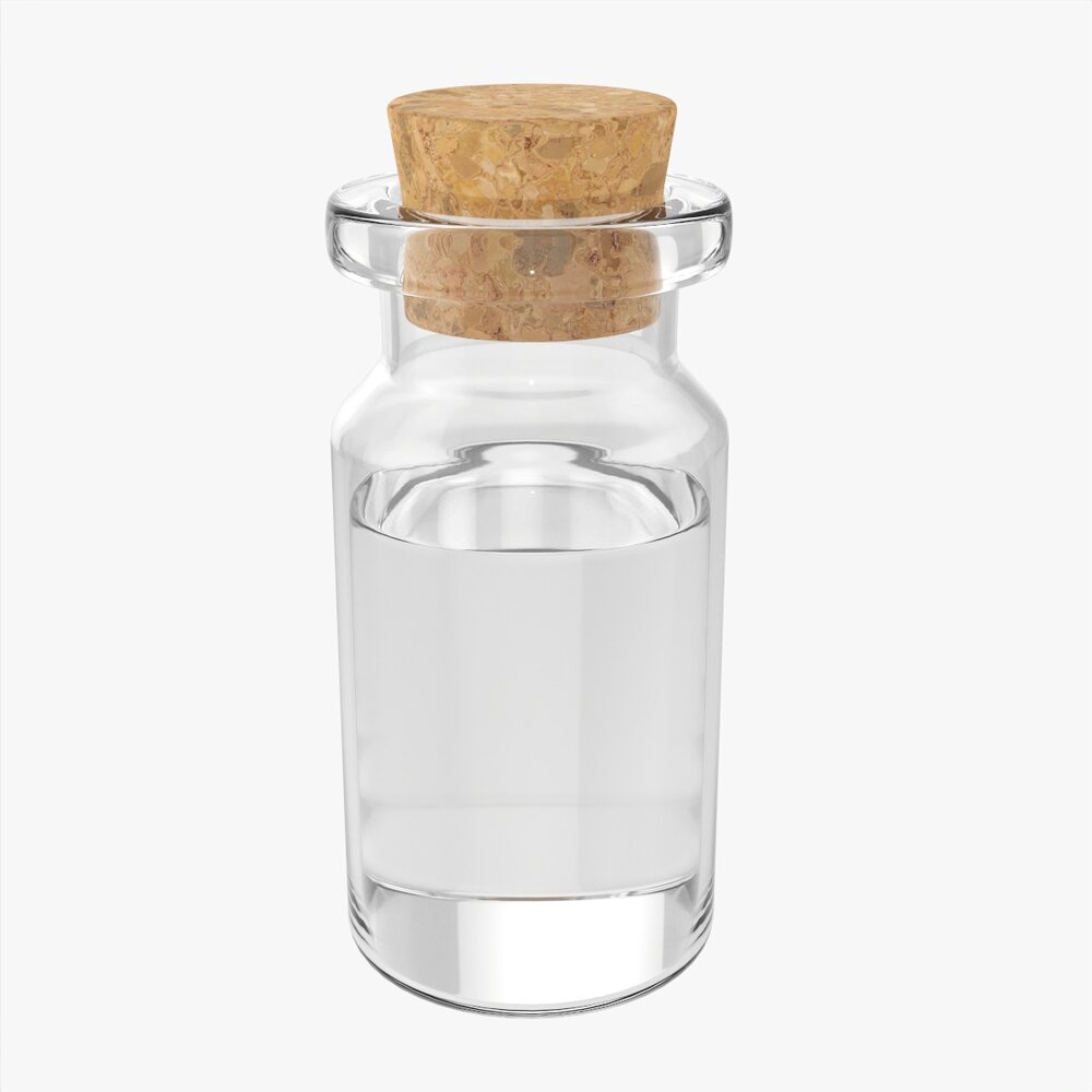 Small Glass Bottle With Cork 3Dモデル