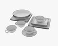 Square And Circle Dinnerware Set 3d model