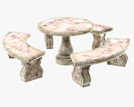 Stone Garden Furniture Set 3D-Modell
