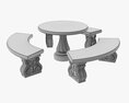 Stone Garden Furniture Set 3D 모델 