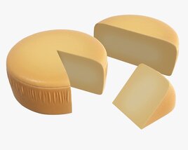 Cheese Wheel With A Piece Of Cheese 3D 모델 