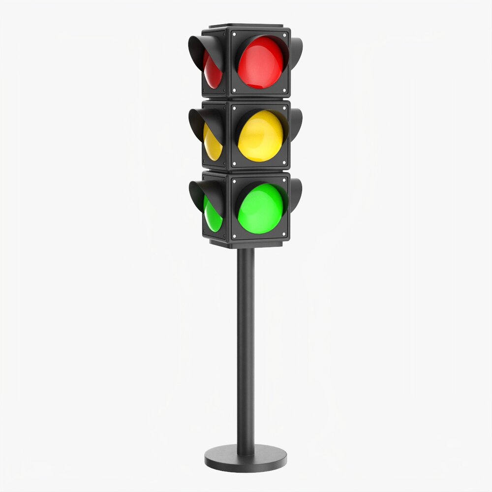 Traffic Lights On Column 3Dモデル