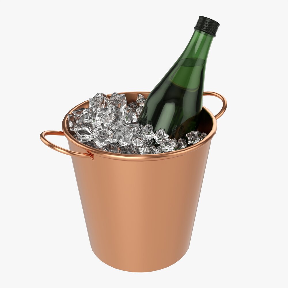 Vermouth Bottle In Bucket With Ice 3D модель