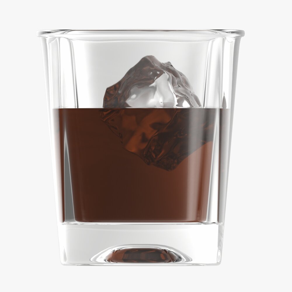 Whiskey Glass With Ice 3D модель