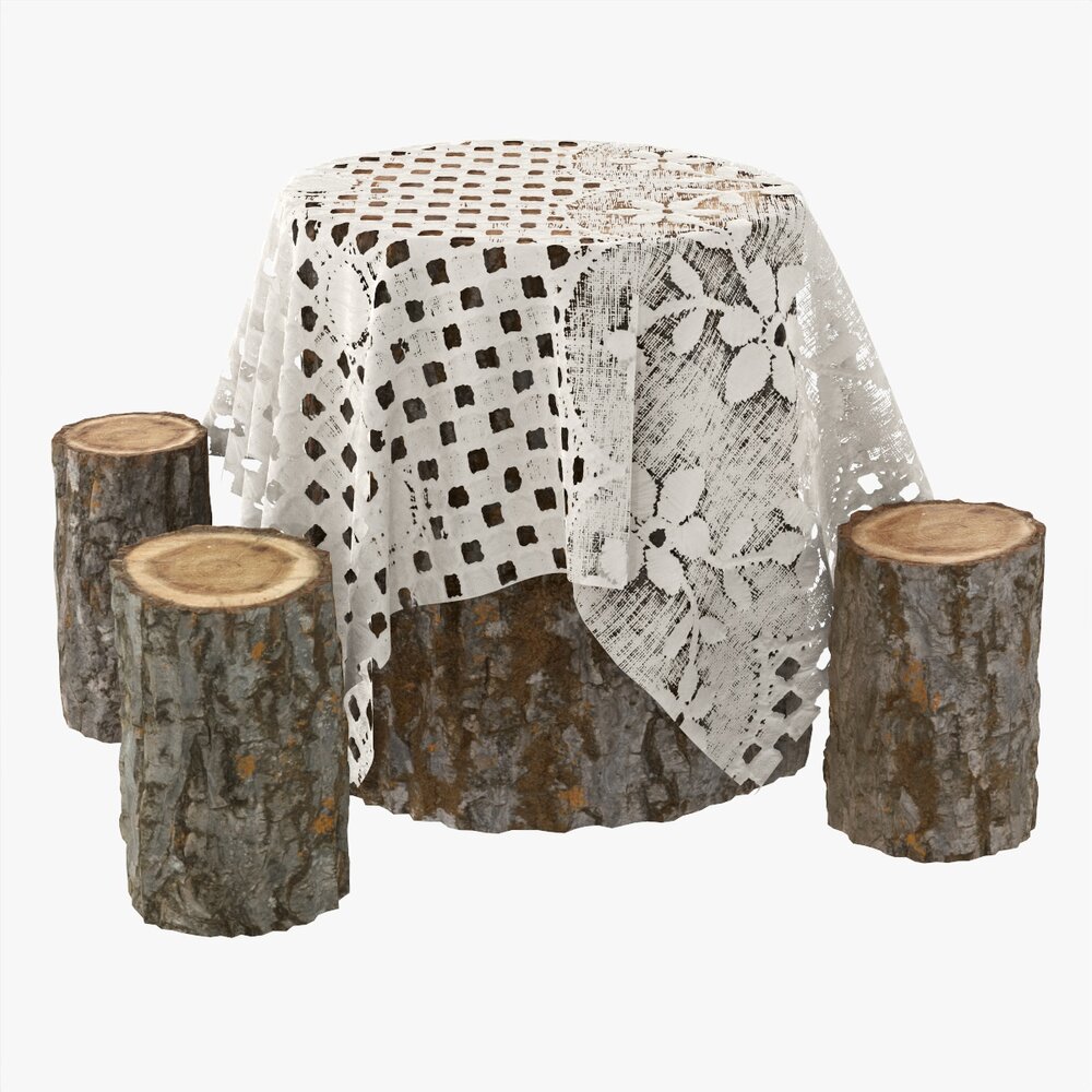 Wooden Garden Furniture Set 02 3Dモデル