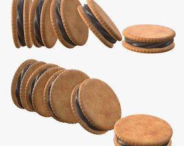 Sandwich Cookies With Chocolate Fill 3D 모델 