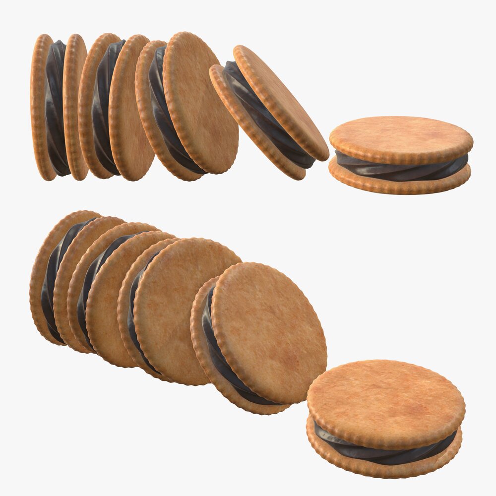 Sandwich Cookies With Chocolate Fill 3D model