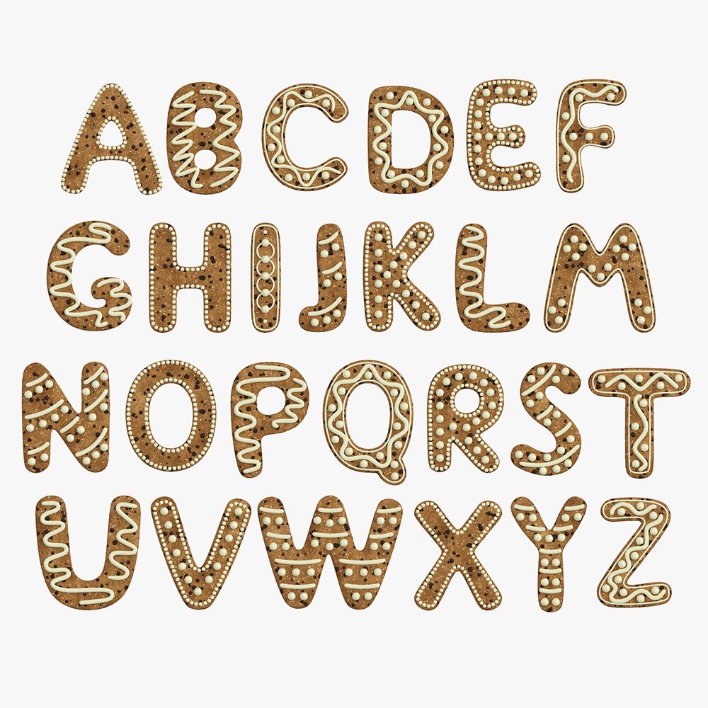 Alphabet Letters Decorated 01 Modèle 3D