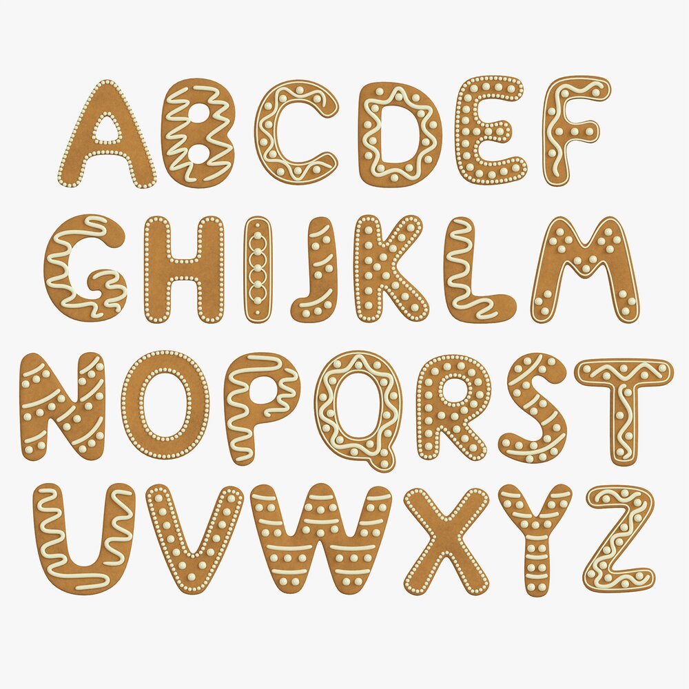 Alphabet Letters Decorated 02 3D model