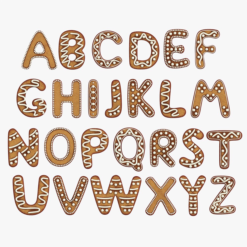 Alphabet Letters Decorated 04 3D模型