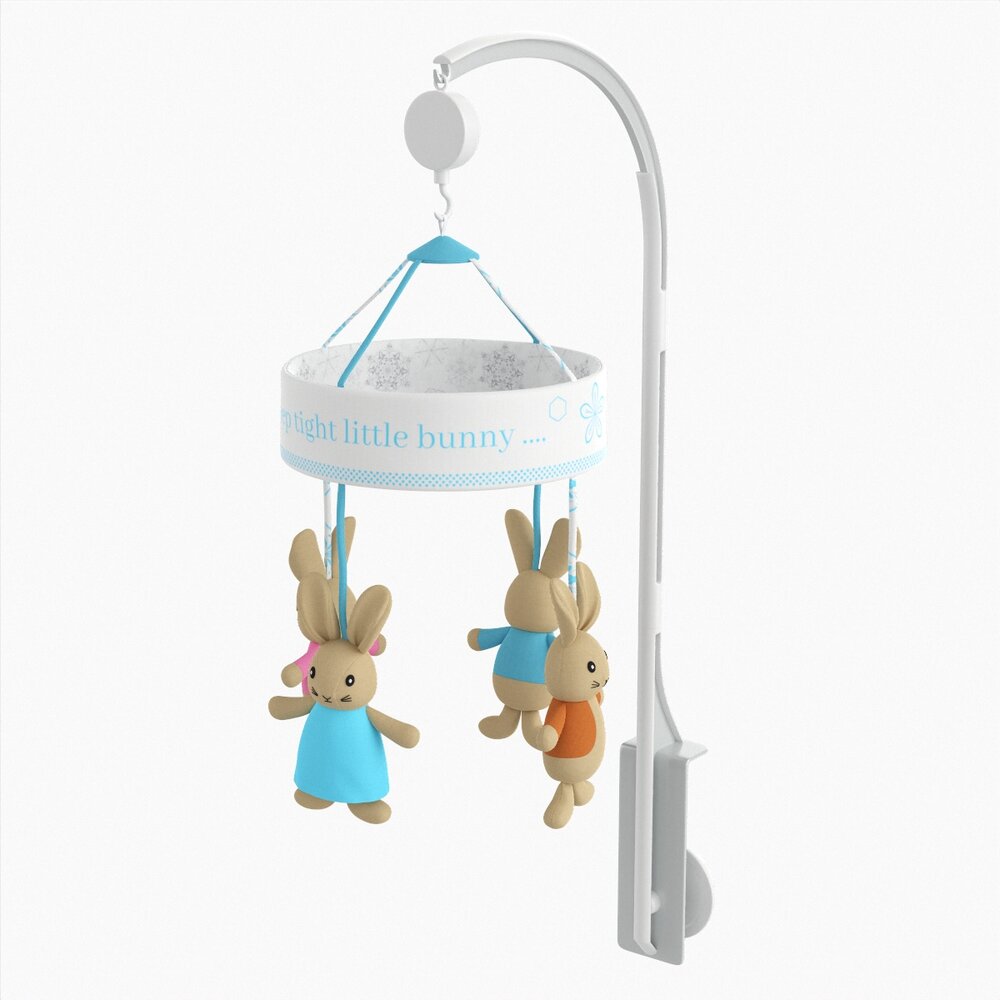 Baby Cot Side Musical Toy Carousel Modelo 3d