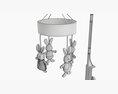 Baby Cot Side Musical Toy Carousel 3D 모델 