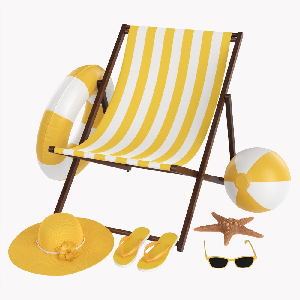 Beach Composition 01 Yellow Modello 3D