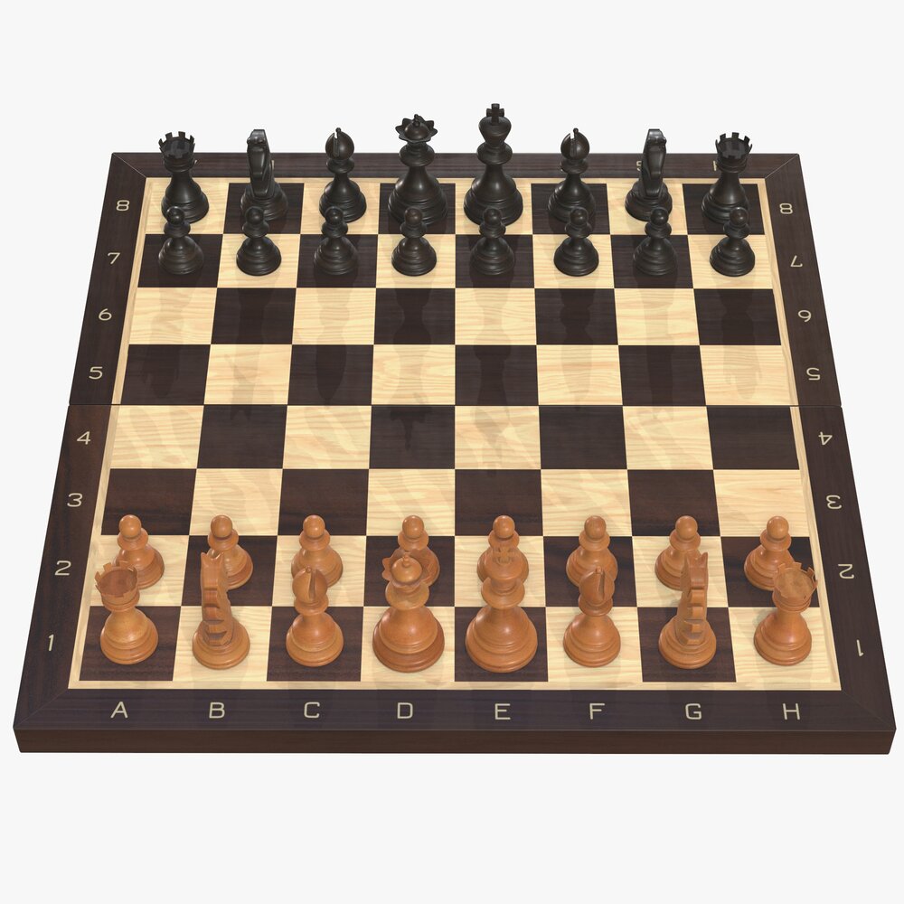 Chess Board Game Pieces Modelo 3D