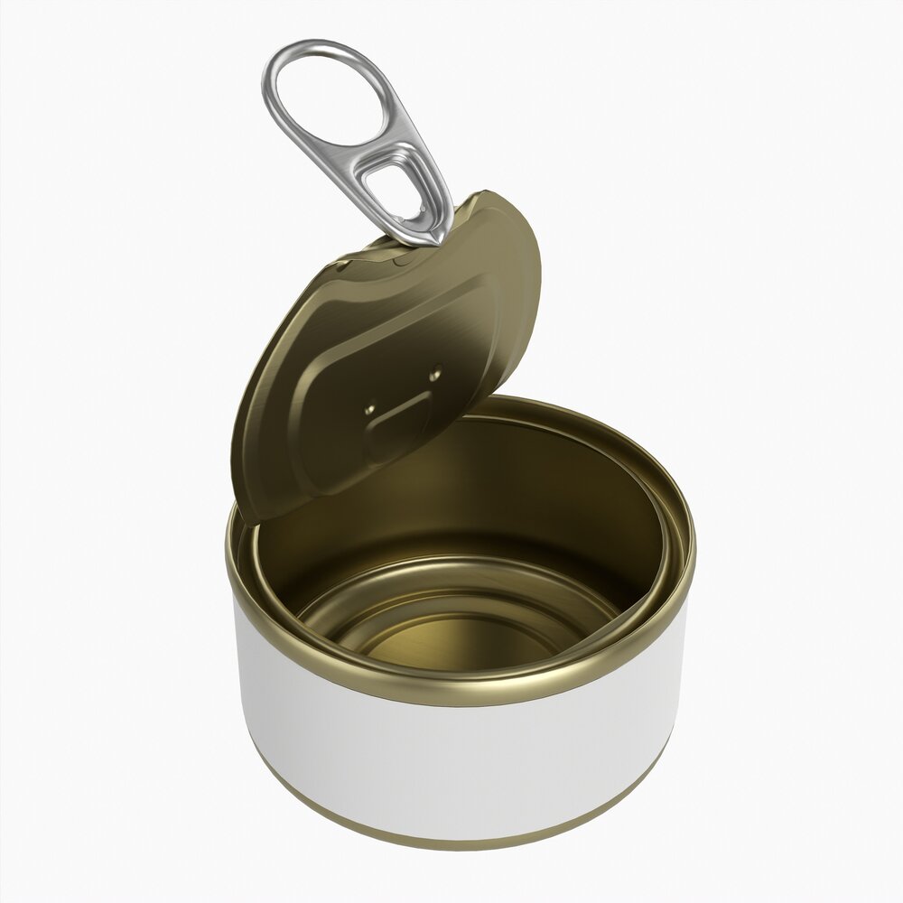 Canned Food Round Tin Metal Aluminum Can 013 Open 3D 모델 