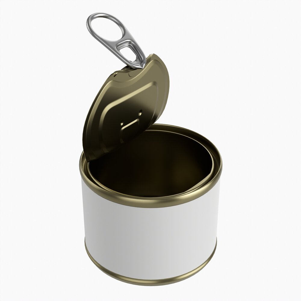 Canned Food Round Tin Metal Aluminum Can 016 Open 3D-Modell