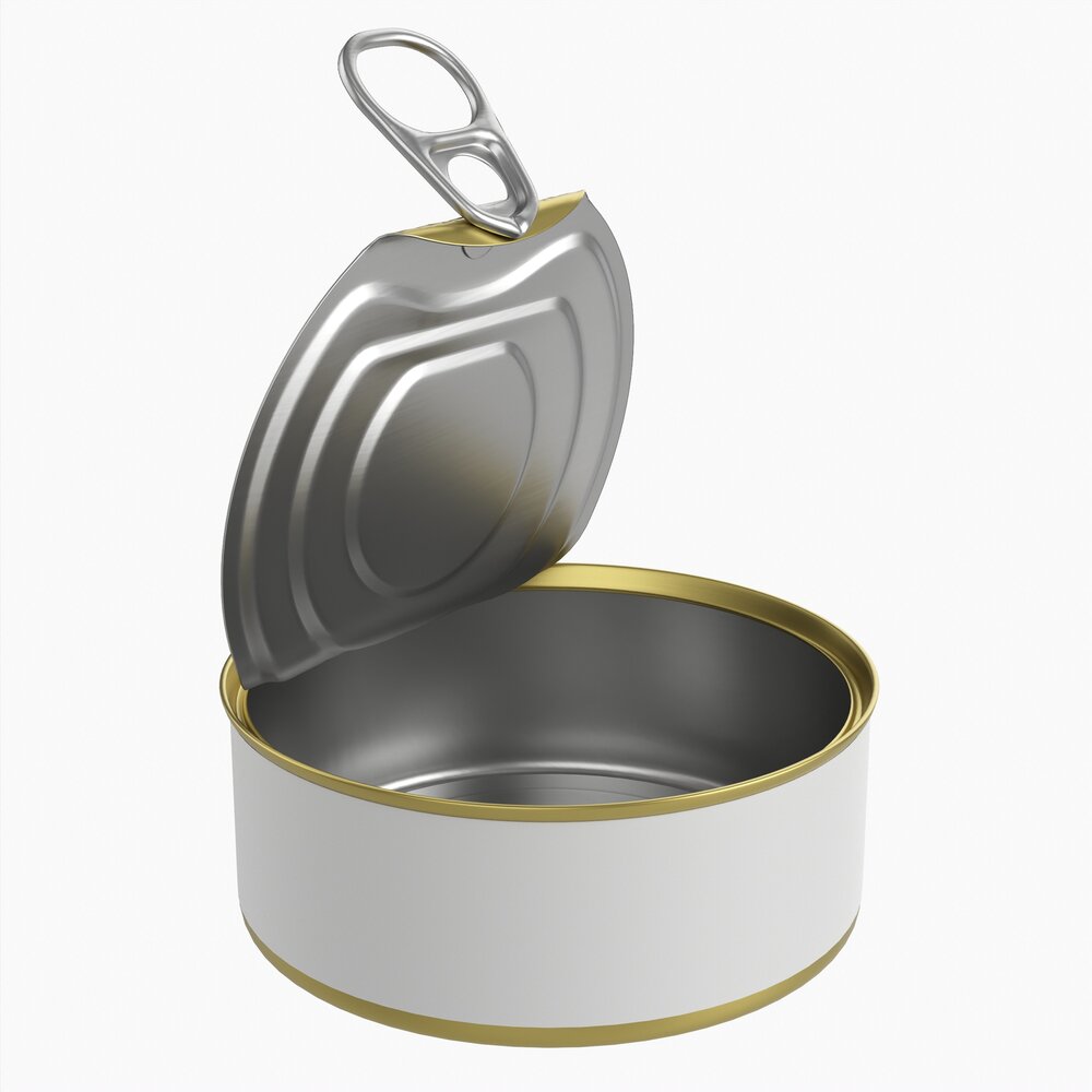 Canned Food Round Tin Metal Aluminum Can 017 Open 3D модель