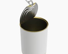 Canned Food Round Tin Metal Aluminum Can 019 Open 3D модель