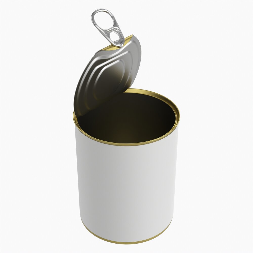 Canned Food Round Tin Metal Aluminum Can 019 Open 3D模型