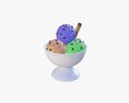 Ice Cream Balls In Marble Dish With Chocolate Pieces 3D модель