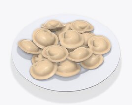 Dumplings On White Plate Modèle 3D