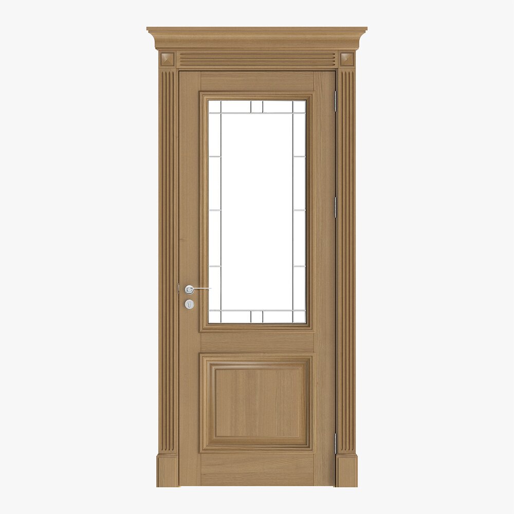 Classsic Door With Glass 01 Modèle 3D