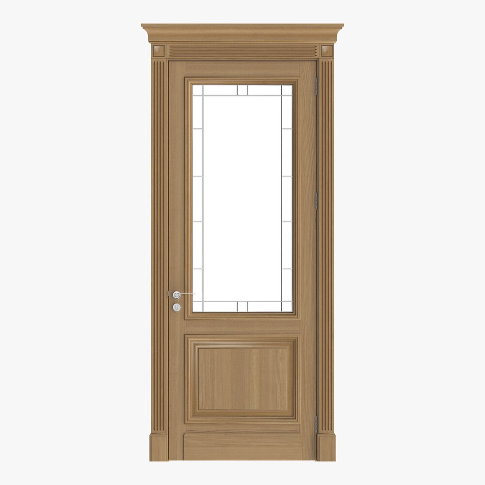 Classsic Door With Glass 02 3D model