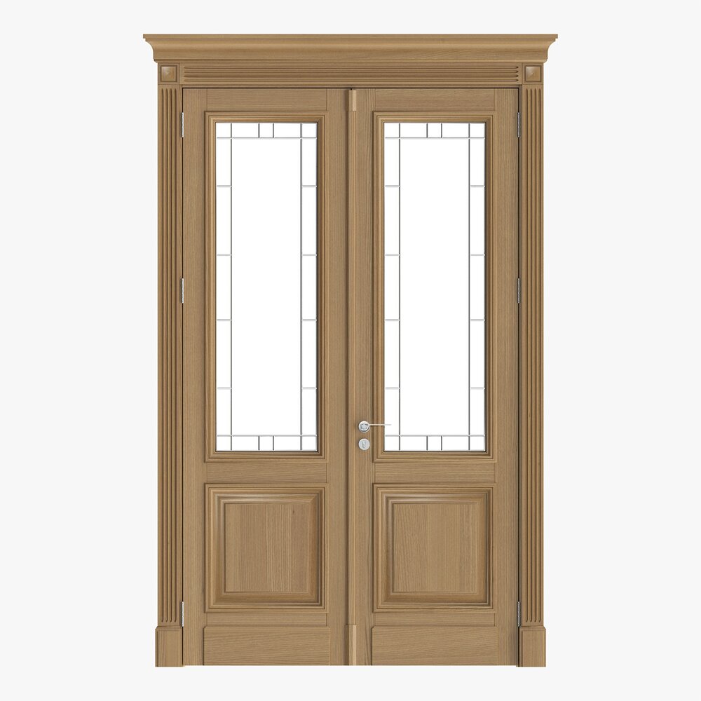 Classsic Door With Glass Double 01 3D 모델 