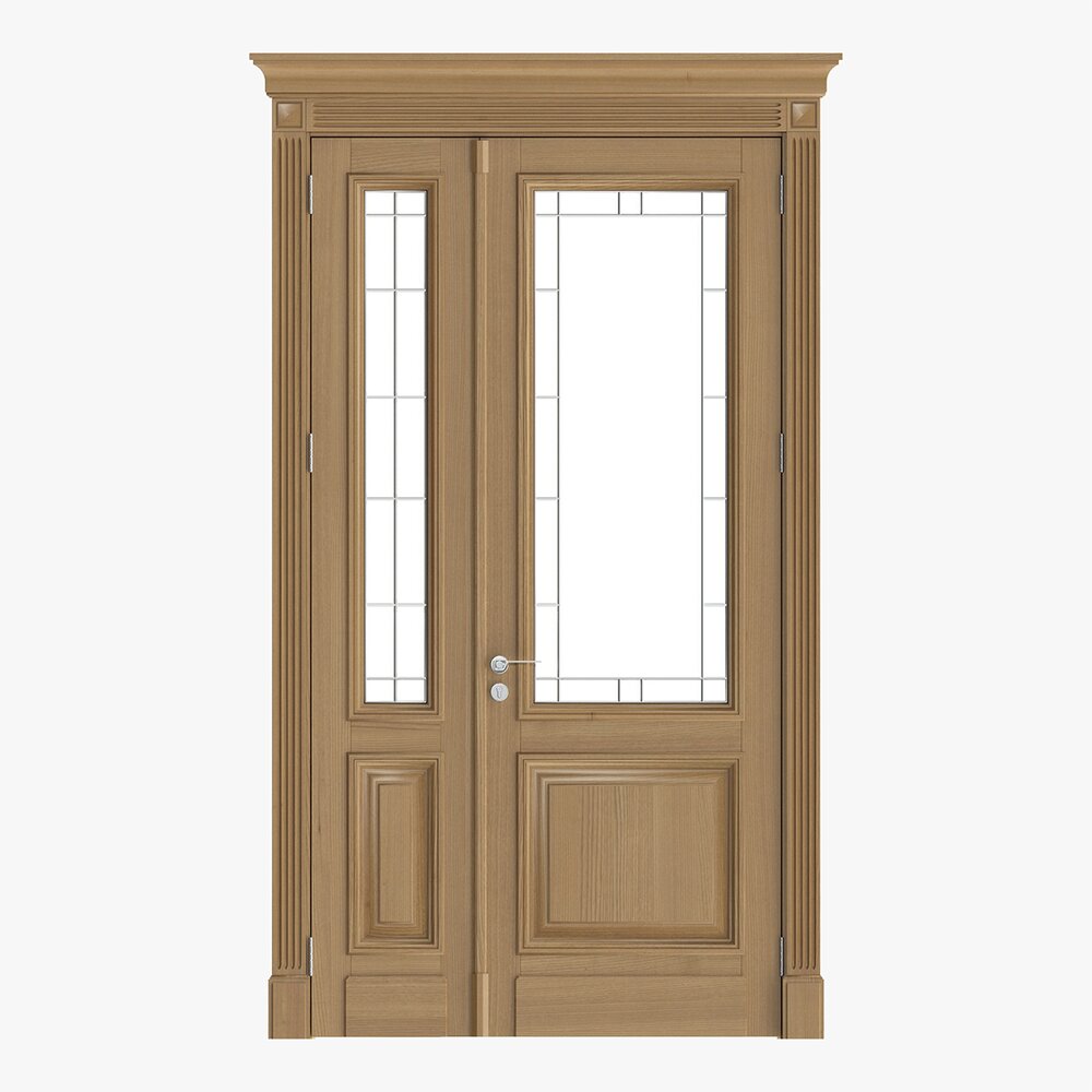 Classsic Door With Glass Double 02 3D model