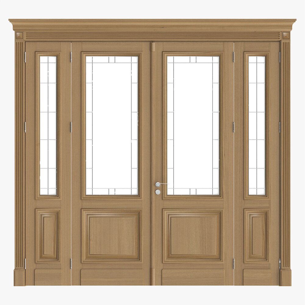 Classsic Door With Glass Quad 01 3D model