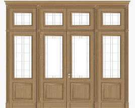 Classsic Door With Glass Quad 02 3D модель