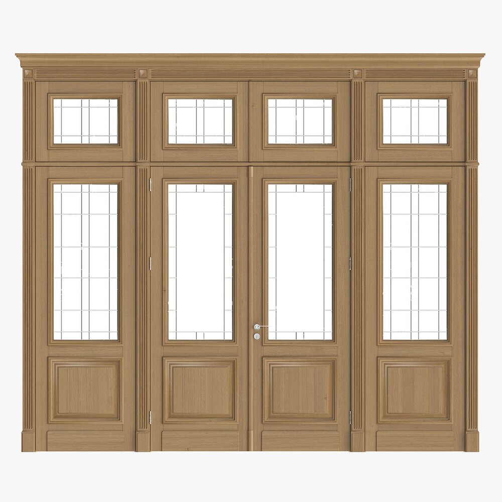 Classsic Door With Glass Quad 02 Modèle 3D