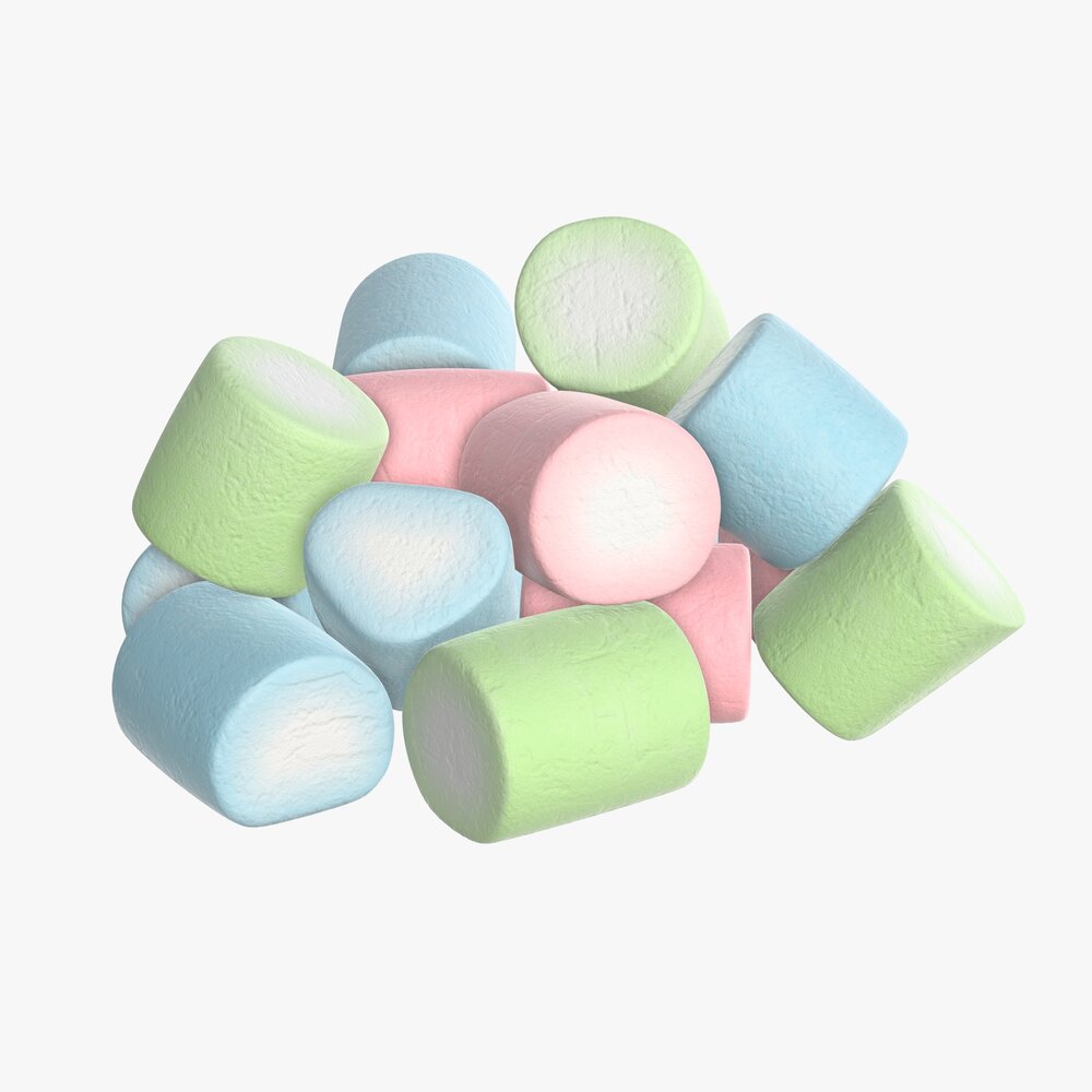 Marshmallows Candy Cylindrical Shape 3D model