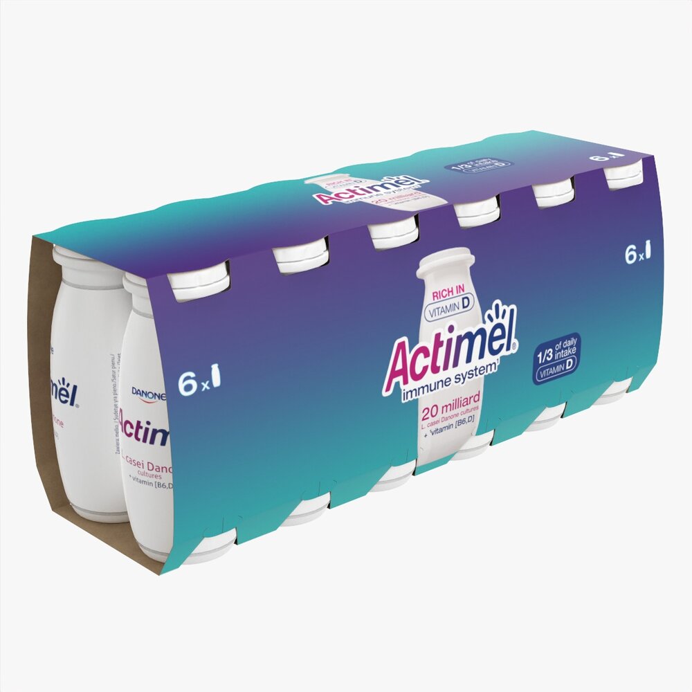 Danone Actimel Bottles 12-Pack 3Dモデル