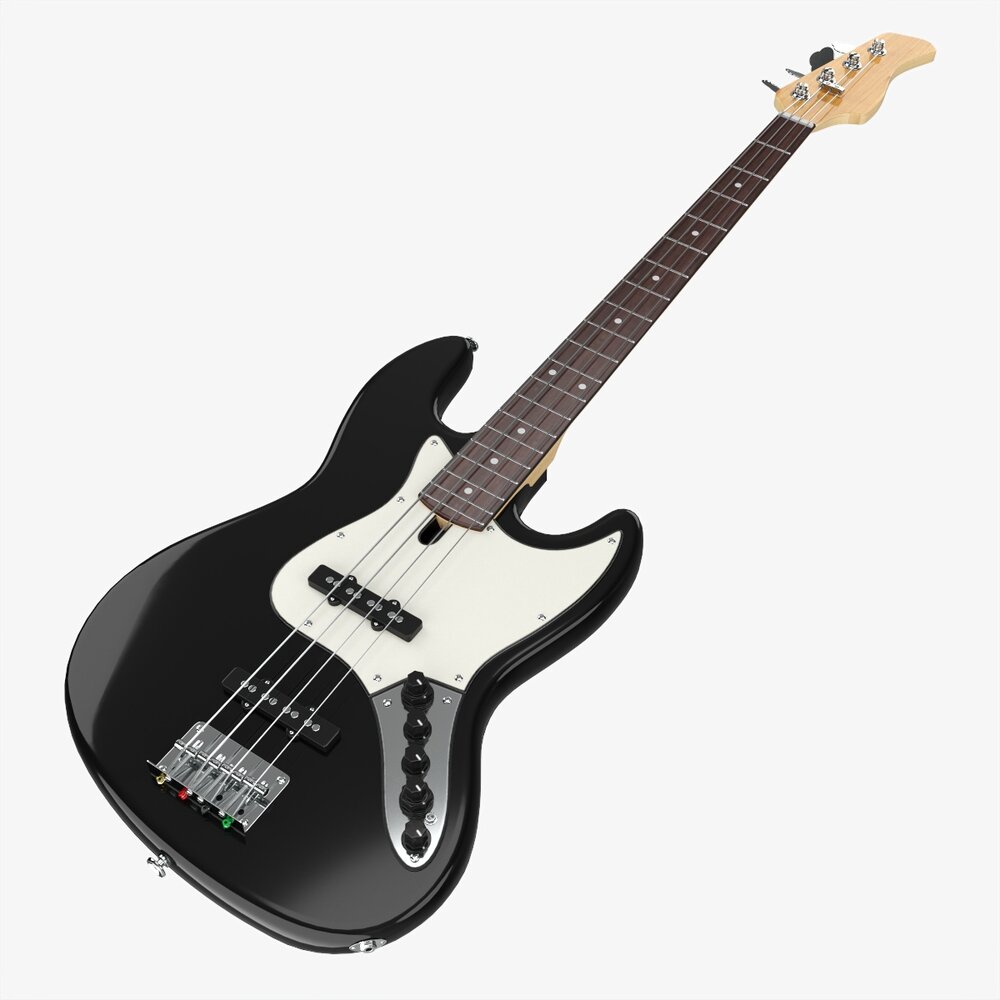 Electric 4-String Bass Guitar 02 Black 3D model