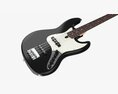 Electric 4-String Bass Guitar 02 Black 3D 모델 