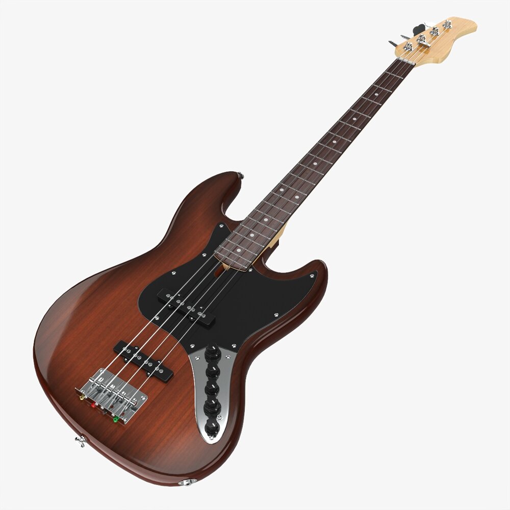 Electric 4-String Bass Guitar 02 3D模型
