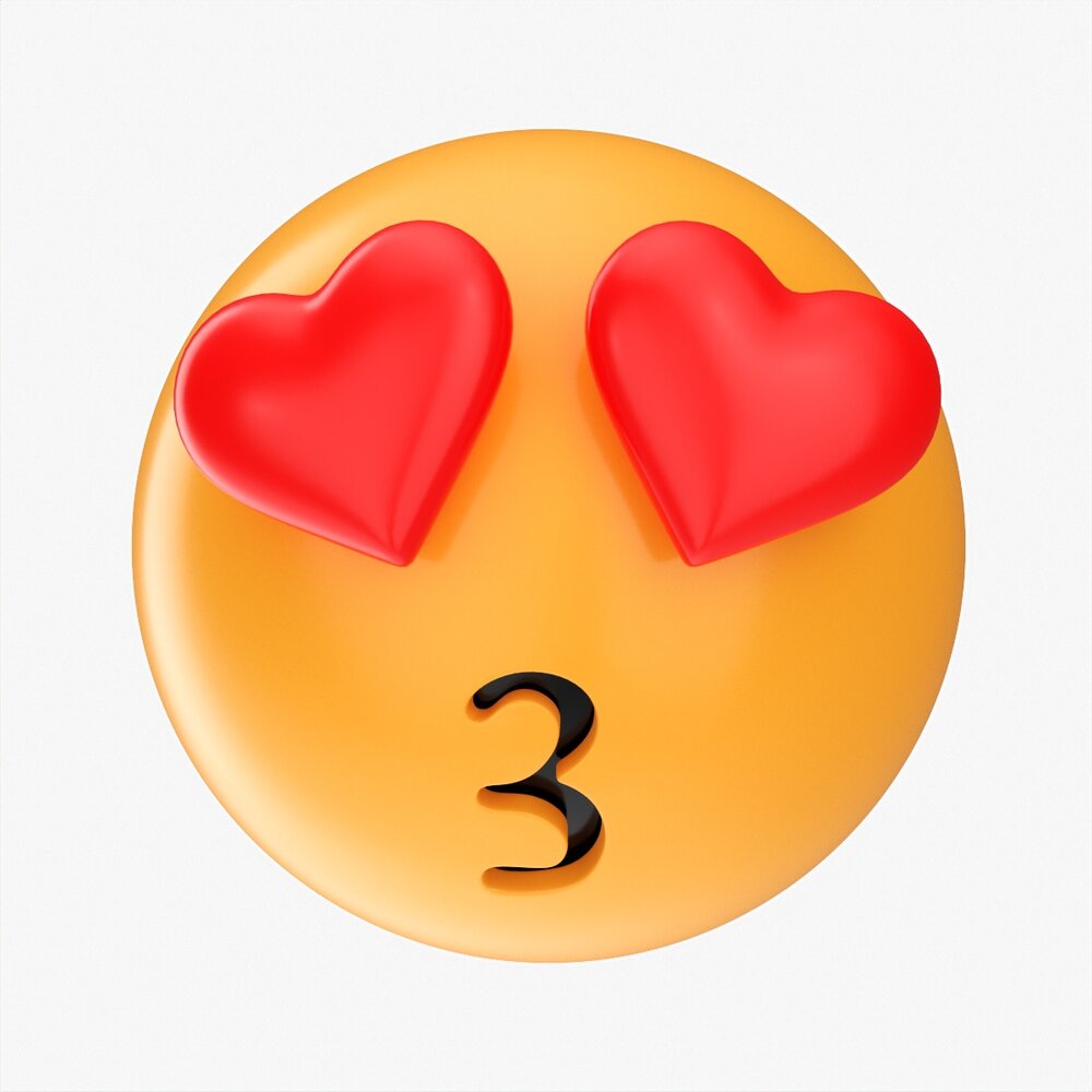 Emoji 001 Kissing With Heart Shaped Eyes 3D 모델 