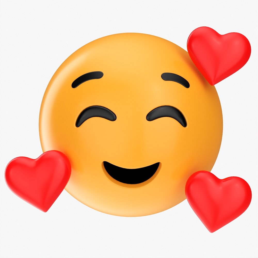 Emoji 005 Smiling With Three Hearts Modello 3D