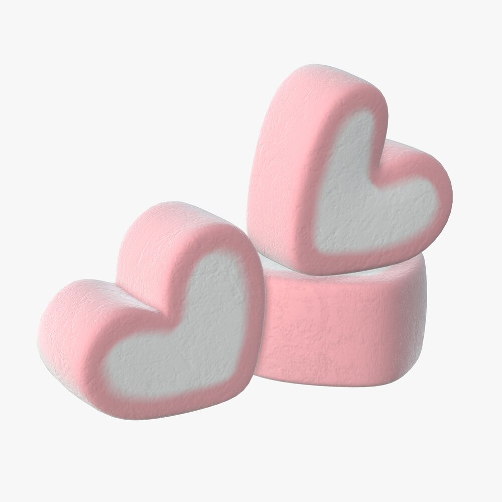 Marshmallows Candy Heart Shape 3D model