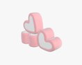 Marshmallows Candy Heart Shape Modello 3D