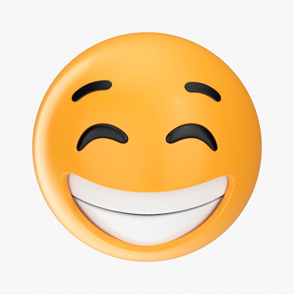 Emoji 009 White Smile With Eyes Closed Modèle 3D